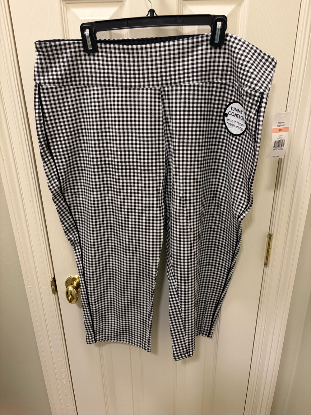 Kim Rogers Black and White Gingham Cropped Pants